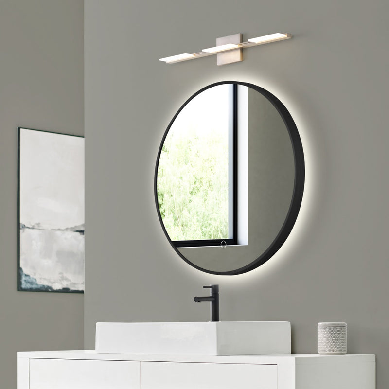Brushed black LED bathroom mirror