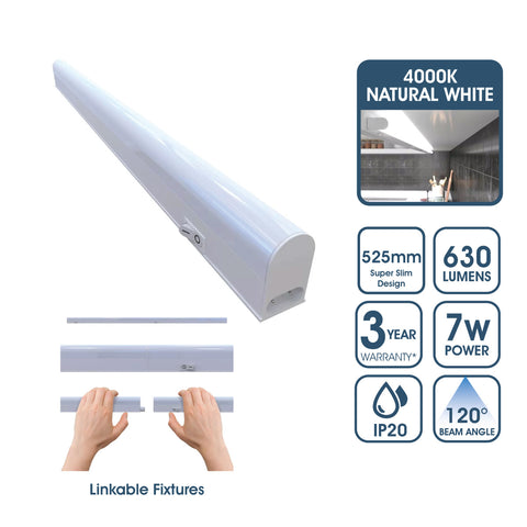 525mm linkable cabinet light with natural white light