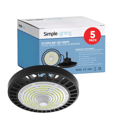Pack of 5 High Bay LED Lights, 200w - 5 Year Warranty