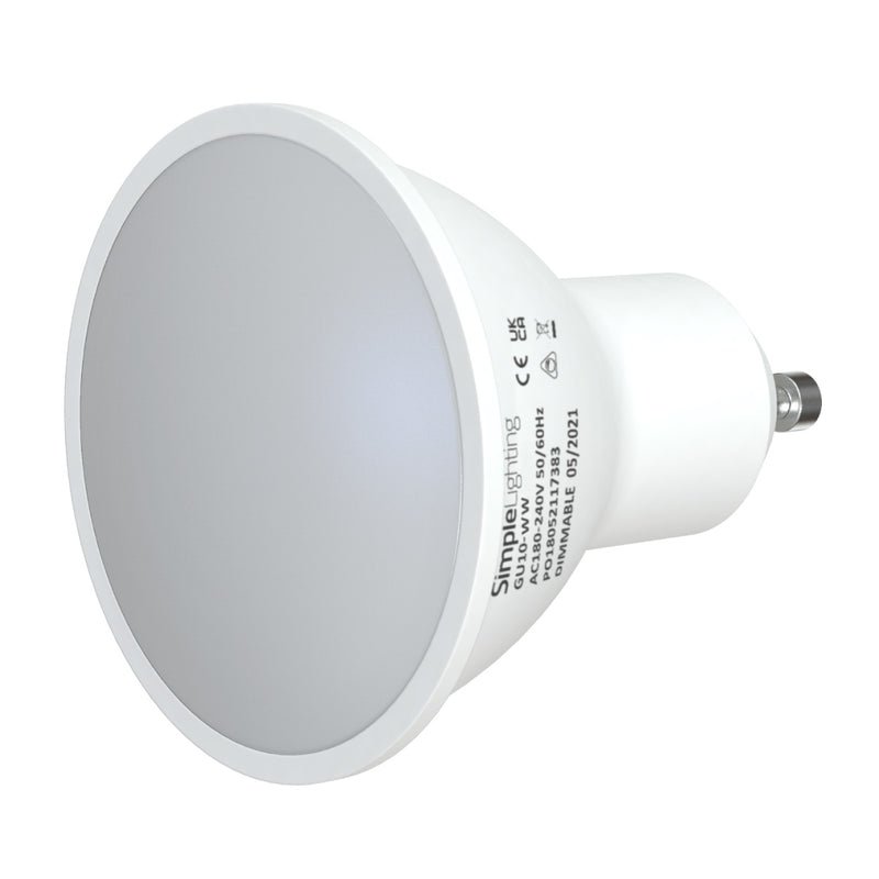 side of a dimmable GU10 LED bulb