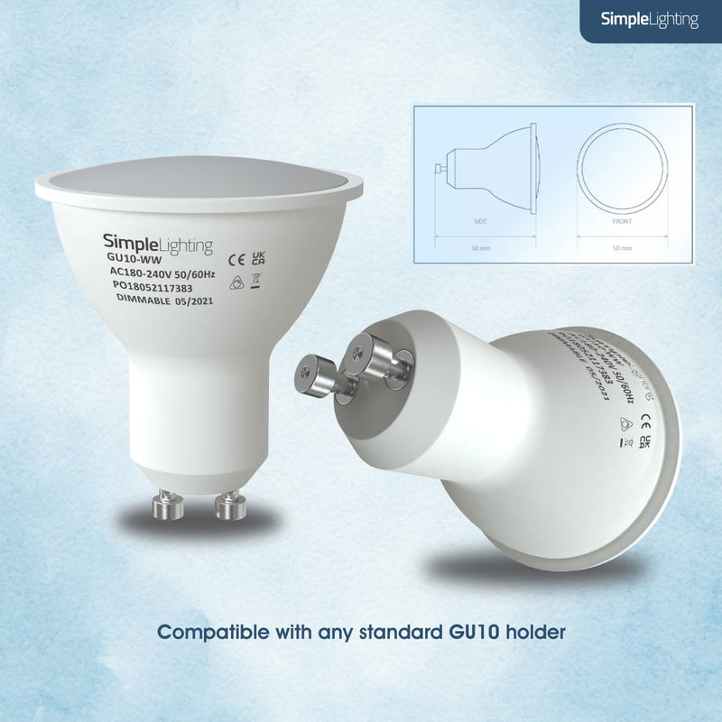 GU10 bulbs - dimensions