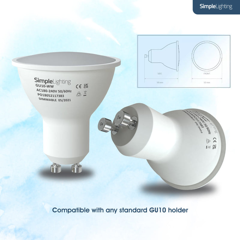 dimensions of 5w dimmable gu10 led lamp