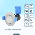 chrome LED downlight with tech specs
