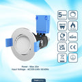 chrome tilt downlight with technical specifications