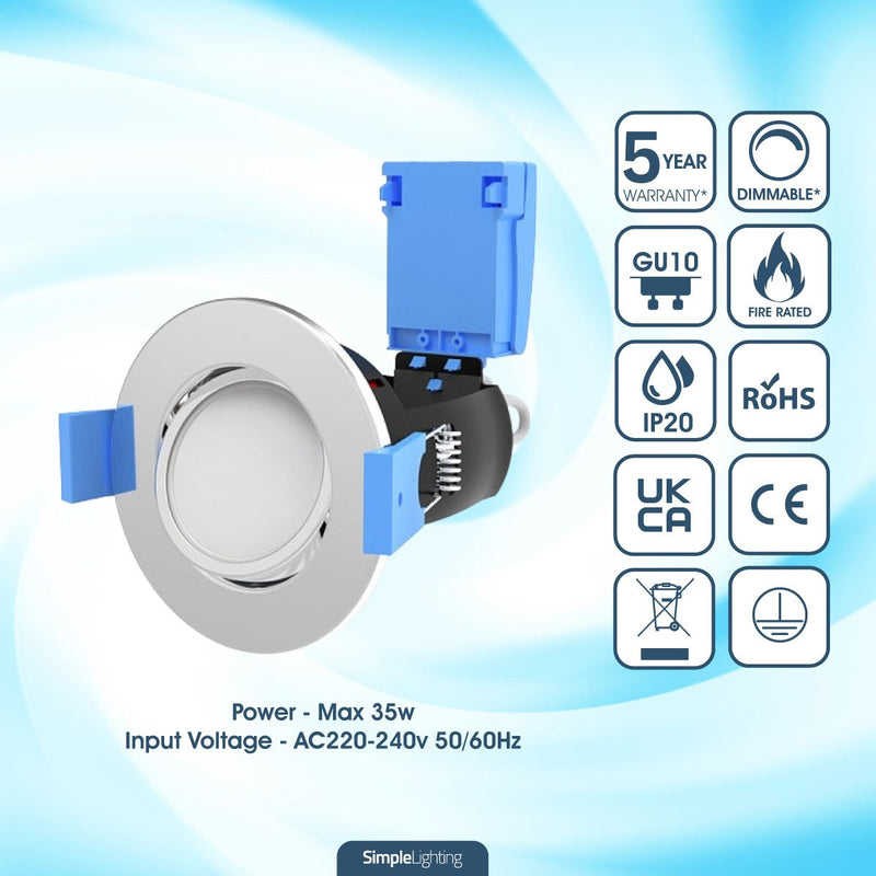 chrome tilt downlight with technical specifications