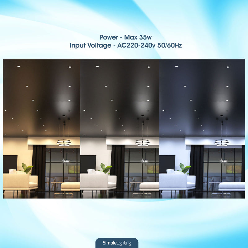 chrome tilt downlight with colour temperature options