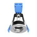 other side of a  brushed chrome tilt downlight