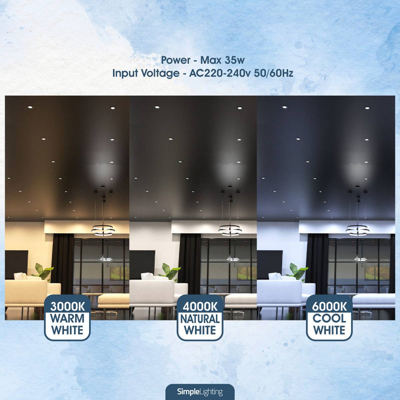 brushed chrome downlight with colour temperature