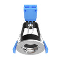 other side of an adjustable brushed chrome downlight