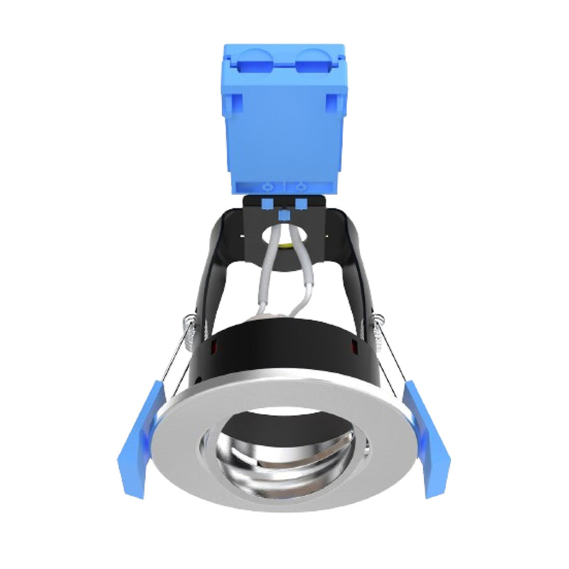 other side of an adjustable brushed chrome downlight