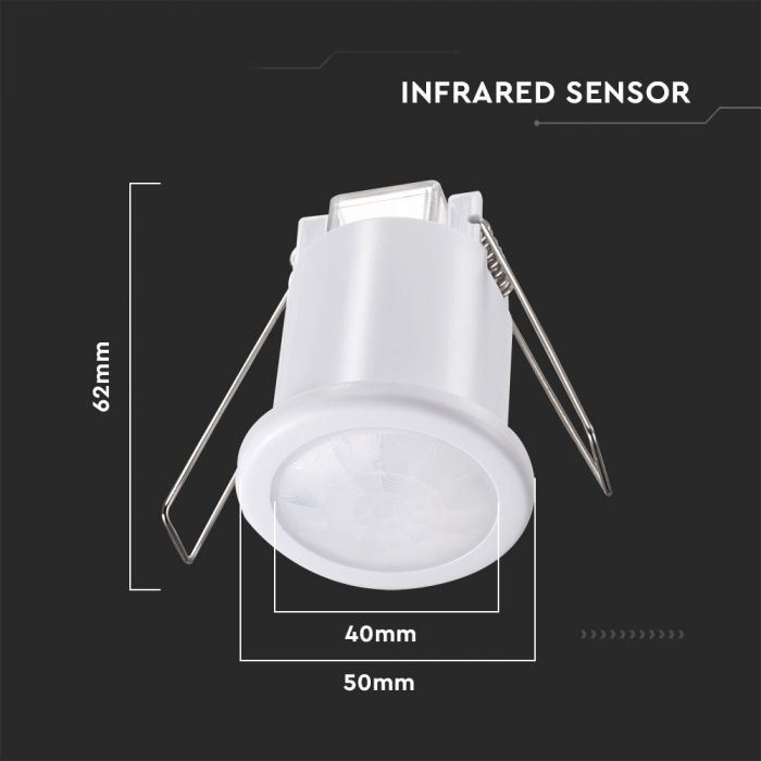 white recessed PIR sensor with dimensions