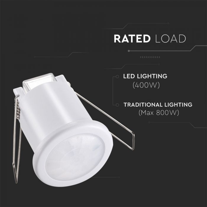 white recessed PIR sensor with load capacity
