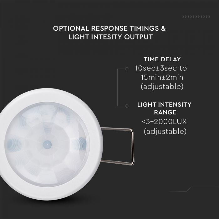 white recessed PIR sensor with technical features