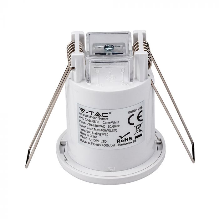 side of a white recessed PIR sensor