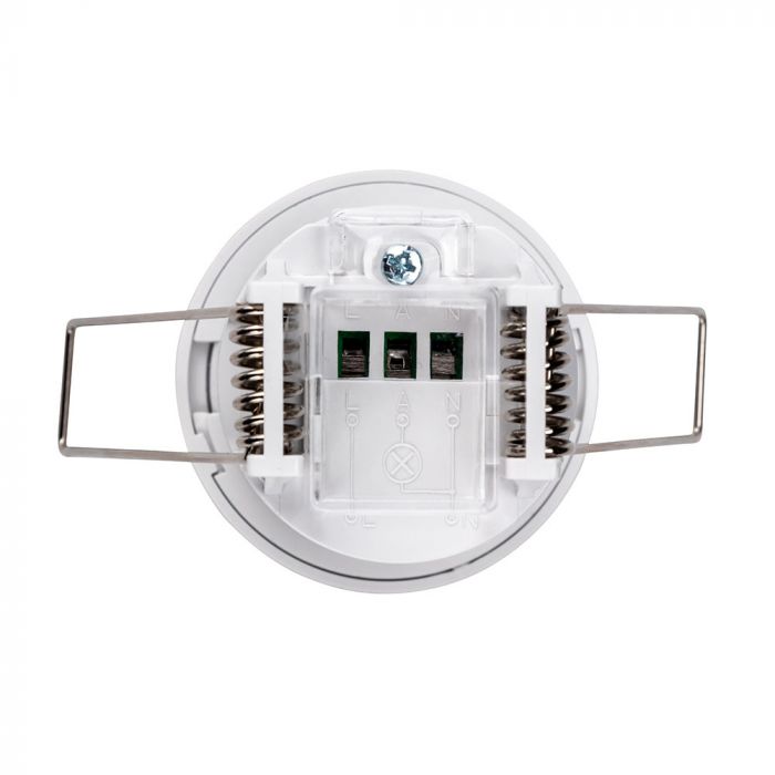 back of a white recessed PIR sensor