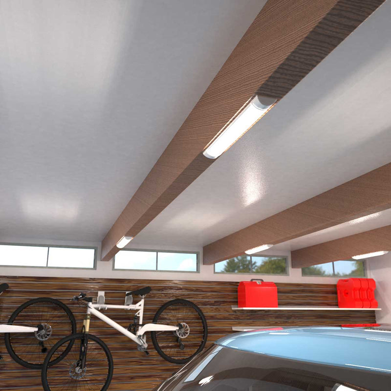 LED batten in garage close-up view