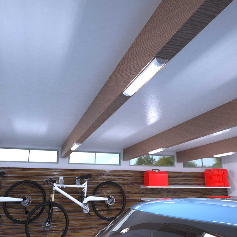 LED batten in garage close-up view