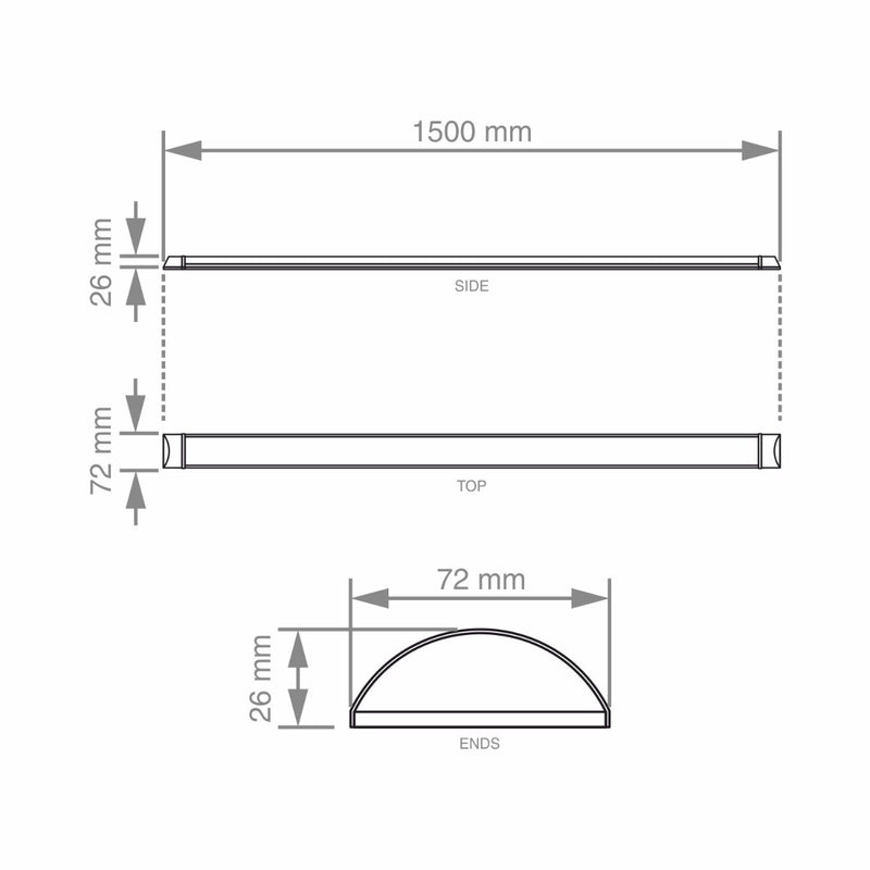 5 Foot, 1500mm LED Batten, Cool, Natural or Warm White LED