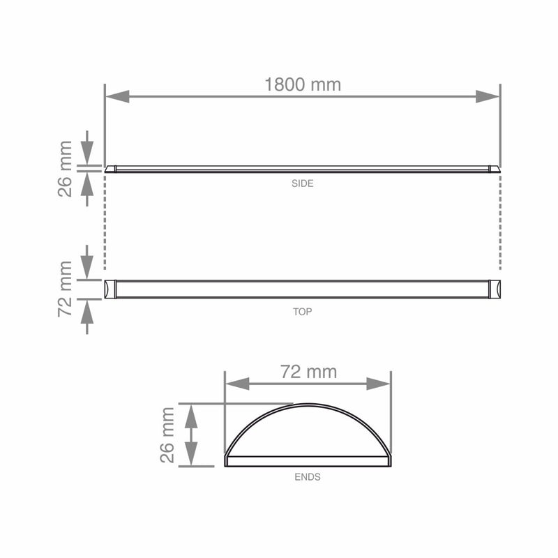 LED Batten 60w With Samsung Chips measurements