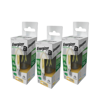 Pack of 3 Energizer 2.2W E14 LED Candle Bulbs – Filament, Warm White 2700K, A Rated