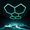 24 LED tube lights in a hexagon design in aqua LED colour