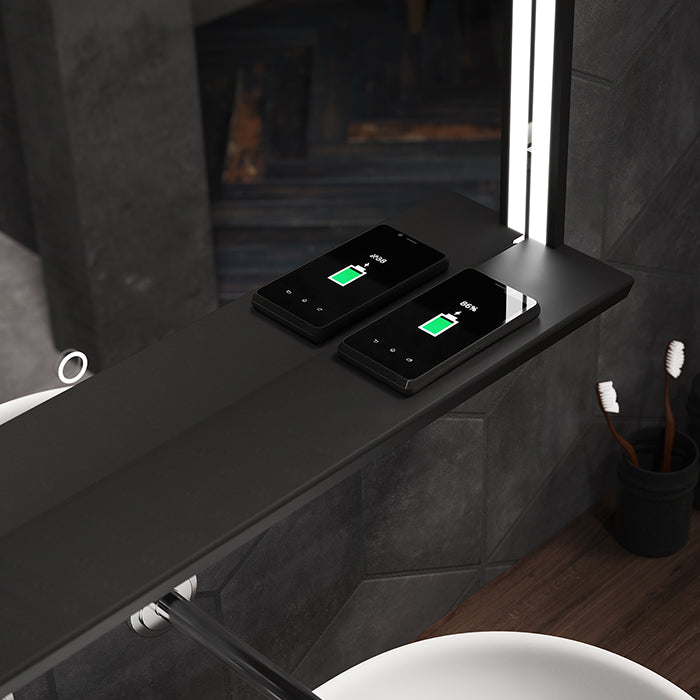 Cellphone Wireless Charging at Element LED Bathroom Mirror