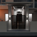 outdoor porch with mounted twin outdoor wall lights