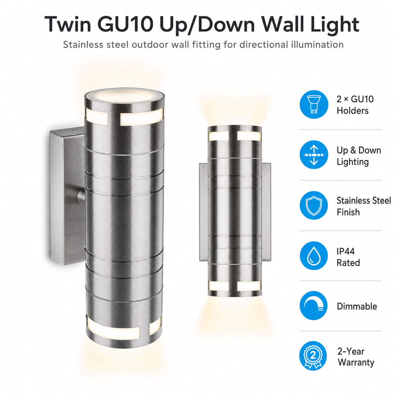 Simple Lighting - 7504 - Infographics - Twin GU10 Up/Down Wall Light