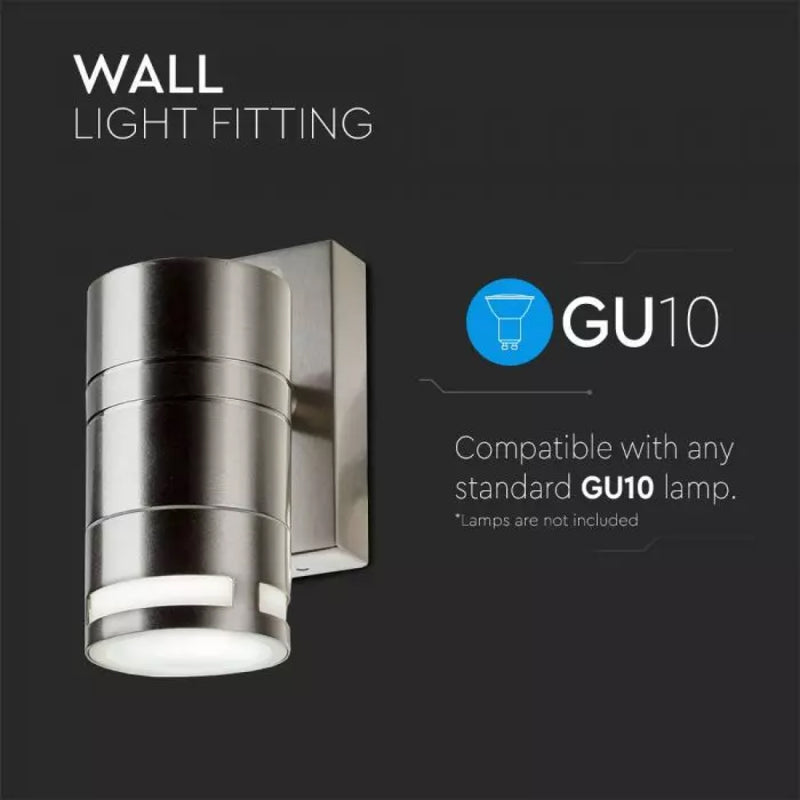 Wall Light Fitting, Stainless Steel Compatible with any standard GU10 lamp