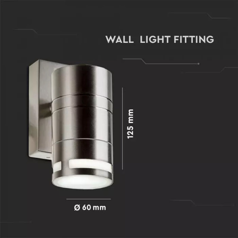 Full Dimension of GU10 IP44 Wall Light Fitting, Stainless Steel