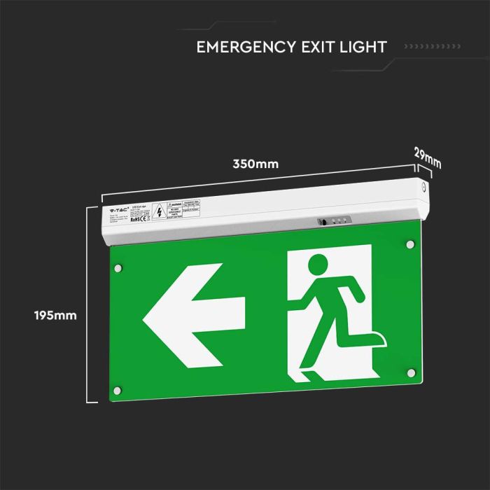 4-in-1 emergency exit light with dimensions