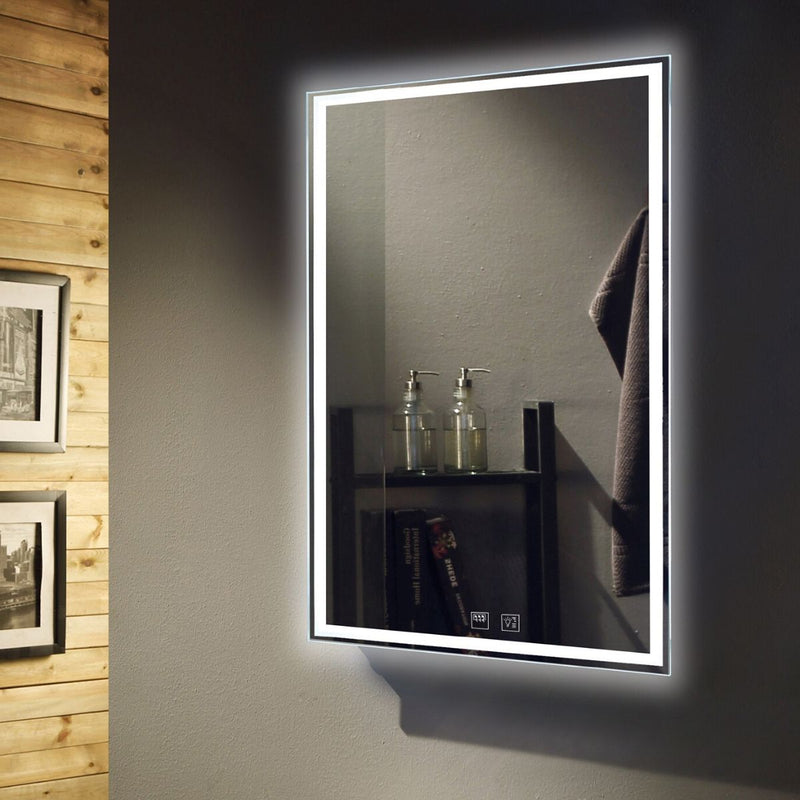 Bathroom mirror with LED lights around the edge