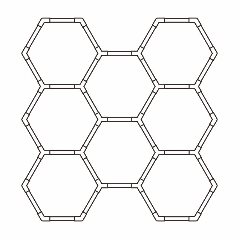 8 x Hexagon LED Light Kit - Cool White, White Finish (2D Illustration)