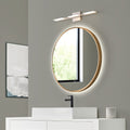 walnut-style LED bathroom mirror