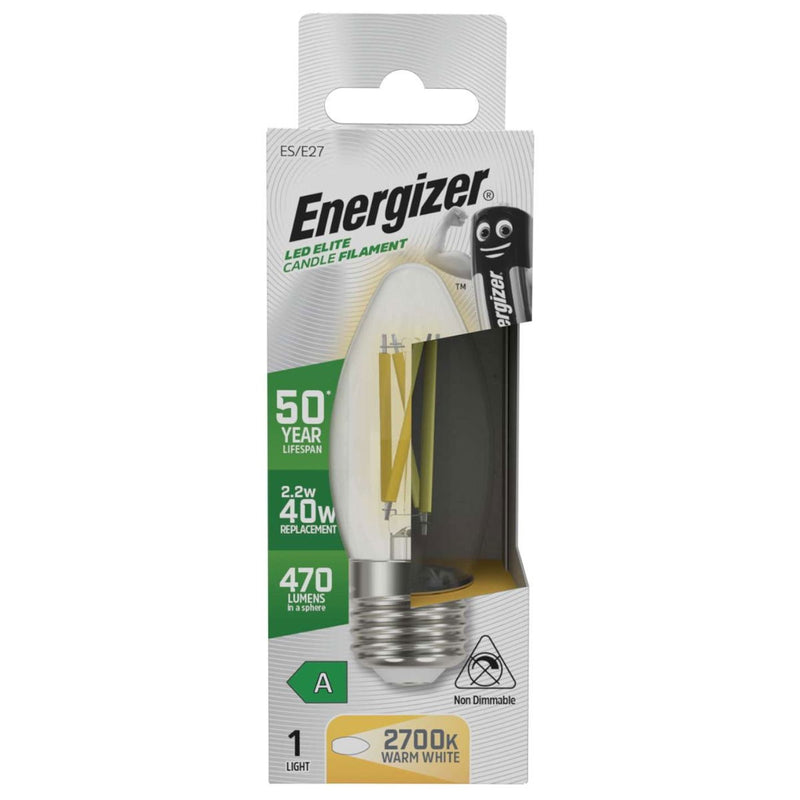 2.2w LED filament candle E27 bulb, 2700K