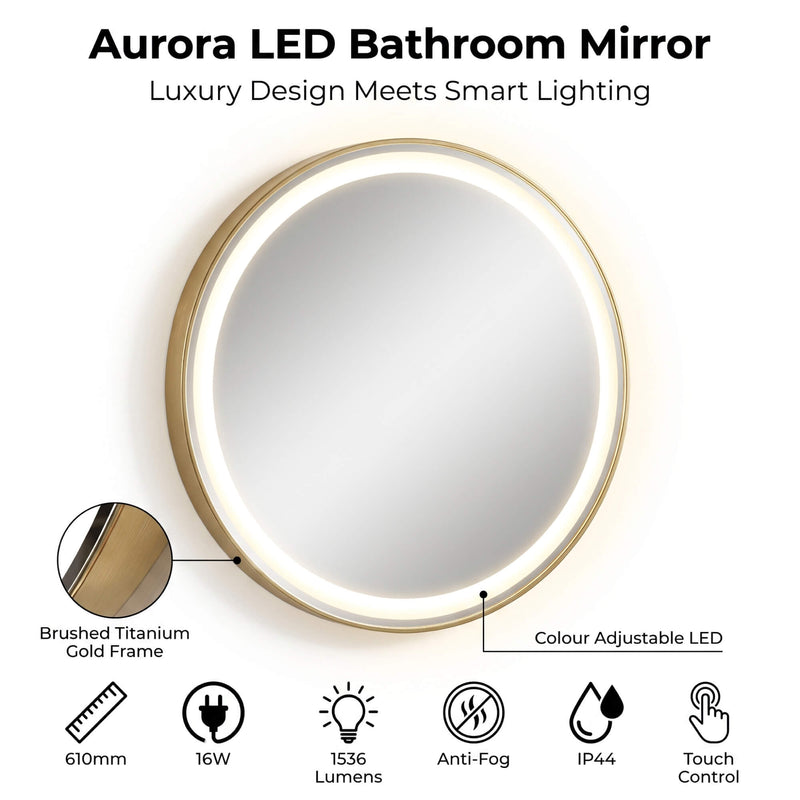 Simple Lighting - AURORA610-TG - Infographics - Aurora LED Bathroom Mirror