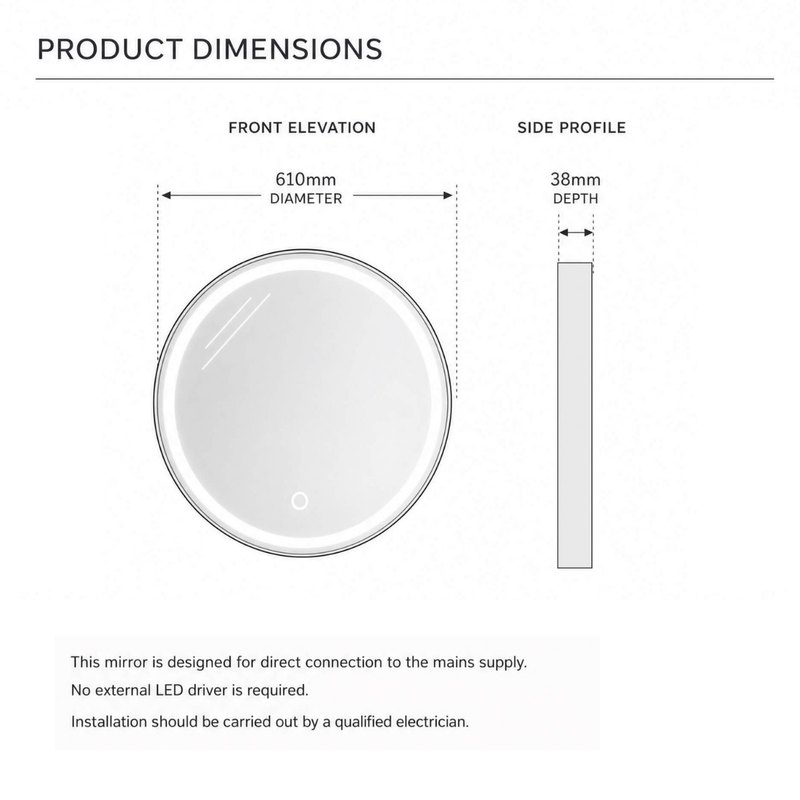 Simple Lighting - AURORA610-TG - Infographics - Product Dimensions