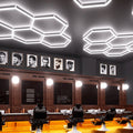 1 x Hexagon LED Light Kit - Cool White, White Finish (in action) - Barber