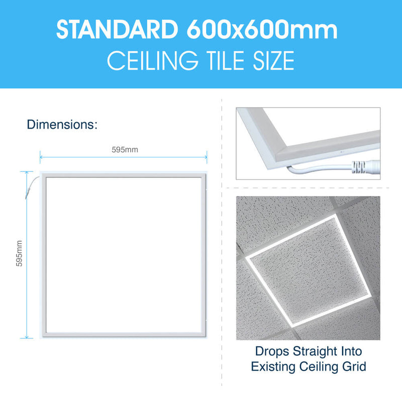 SL - BORDERLINE LED PANEL - Infographics - Standard 600x600mm Ceiling Tile Size
