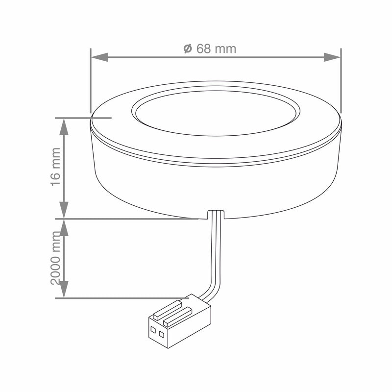 Simple Lighting - CAB-12V - Under Cabinet Light - Diagram with dimensions of the LED under-cabinet light.