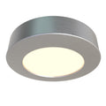 Simple Lighting - CAB-240V - Under Cabinet Light - A close up image of a brushed chrome LED under cabinet light with a warm glow