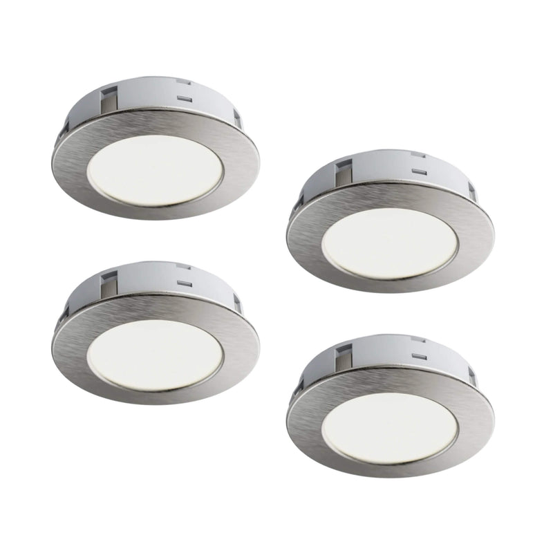 Simple Lighting - CAB-240V - Under Cabinet Light - Pack of four recessed under-cabinet lights with brushed chrome finish.