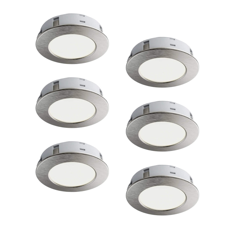 Simple Lighting - CAB-240V - Under Cabinet Light - Pack of six recessed under-cabinet lights with brushed chrome finish.