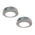 Simple Lighting - CAB-240V - Under Cabinet Light - Two surface-mounted under-cabinet lights with brushed chrome finish and mounting rings.