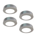 Simple Lighting - CAB-240V - Under Cabinet Light - Pack of four surface-mounted under-cabinet lights with brushed chrome finish and mounting rings.