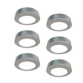 Simple Lighting - CAB-240V - Under Cabinet Light - Pack of six surface-mount under-cabinet lights with brushed chrome mounting rings and bezel.