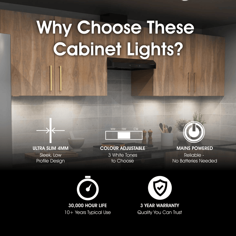 Simple Lighting - CAB-5W-BB-CCT - Infographics - Why Choose These Cabinet Lights?