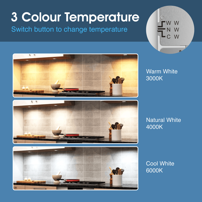 Simple Lighting - CAB-5W-W-CCT - Infographics - 3 Colour Temperature
