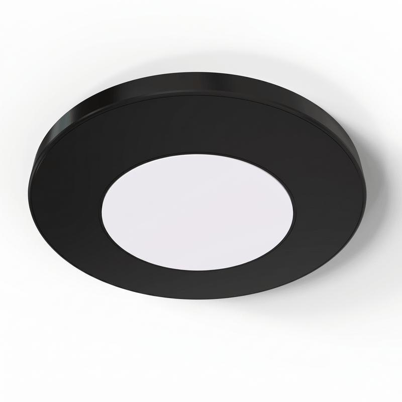 SL - 2.6W LED Magnetic Cabinet Light 75mm Round Black - Top-Front Facing