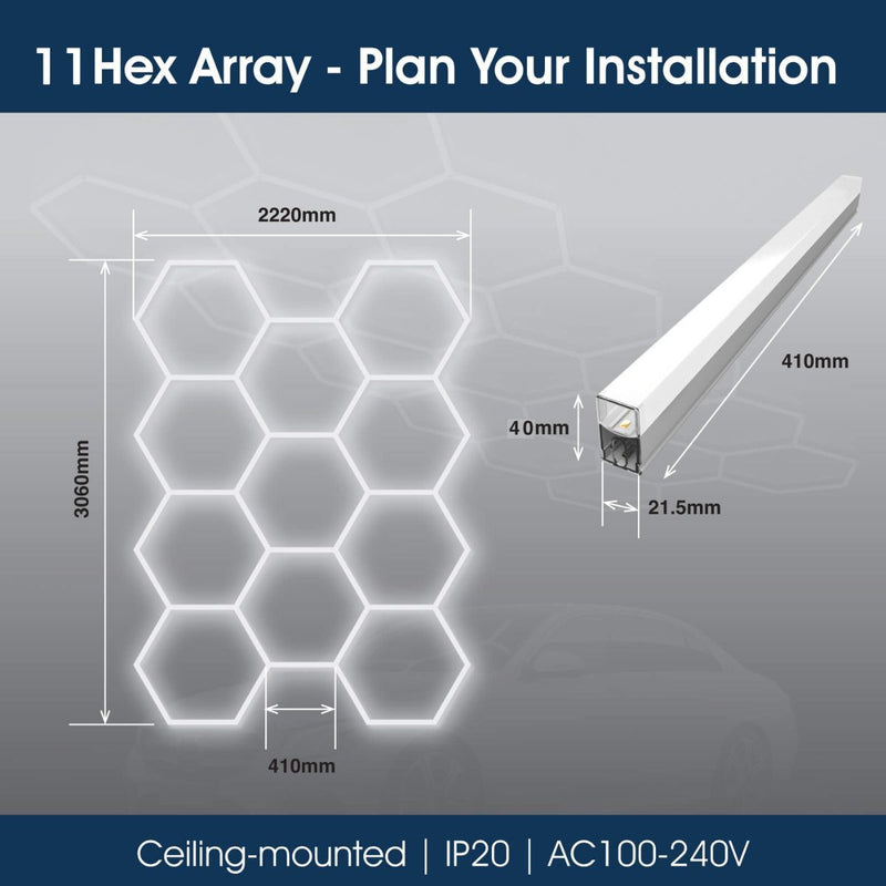 Lighteez - LTZ-HEX-11S-65K - Infographics - 11 Hex Array - Plan Your Installation